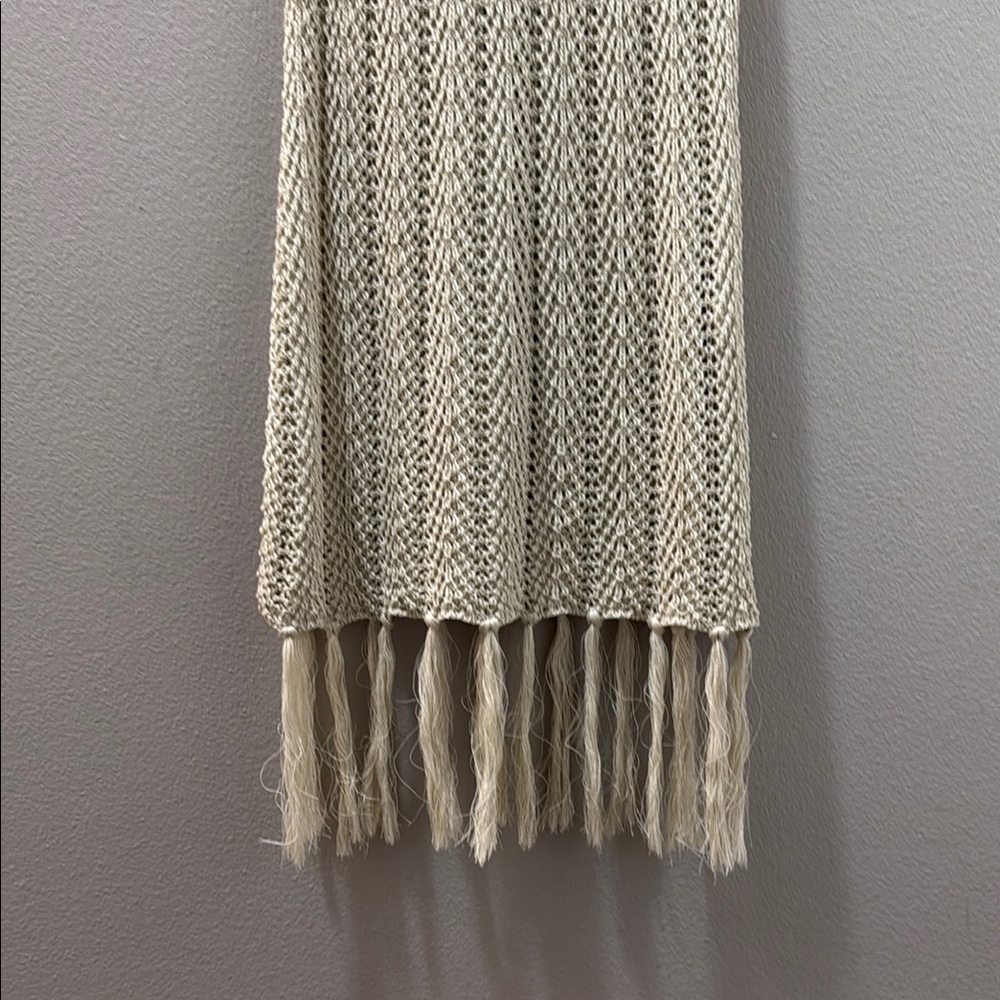 Luxurious Cream Ribbed Woven Viscose  Sleeveless Long Swim Coverup Stretchy NWT - Picture 4 of 9